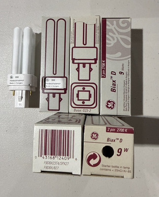 GE F9BX/827/ECO - 2 Pin G23  Base - SPX24  Fluorescent 9W Lamp Light Bulb Biax S