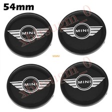 4x 54mm Für Mini Cooper Schwarz Flügelkappen Logo Nabendeckel Radmitte