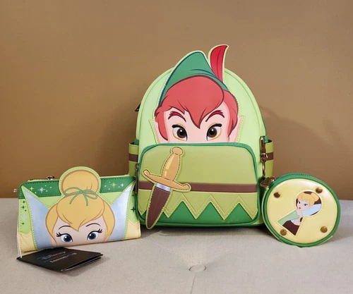Loungefly Limited Edition Peter Pan Tinker Bell Cosplay Mini Backpack & Wallet