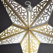 Quasimoon 24" Atomic White w/ Tissue Paper Star Lantern, Hanging Decoration b...