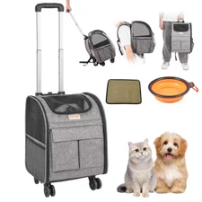 Dog Backpack Carrier Rolling Dog Carrier Pet Travel Carrier Wheeled Cat Carrier