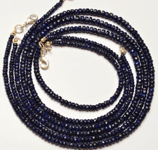 1 STAND 17" Super GENUINE BLUE Sapphire Faceted ROUNDEL BEADS NECKLACE 3 TO 5 MM