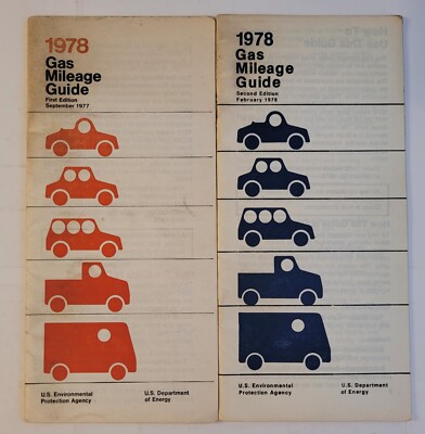 2 1978 GAS MILEAGE GUIDES (Gas Mileage & Other Auto Info For All Makes & Models)