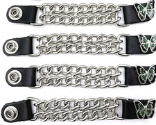 4 GREEN BUTTERFLY WOMEN'S DOUBLE CHAIN MOTORCYCLE BIKER VEST EXTENDERS USA MADE