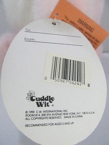 VTG Cuddle Wit Easter Muscial Bunny Rabbit Plush Stuffed Animal W/Tag No Work 92 - Picture 7 of 9