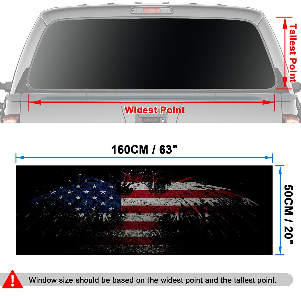 Truck Back Window Graphics American Flag Eagle (P539) See Through Rear