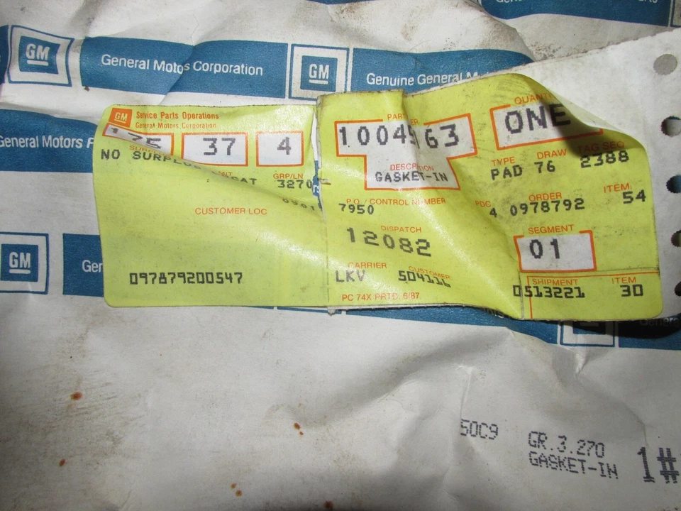 OEM GM 10045163 Buick Skyhawk & Chevy Beretta Cavalier Intake Manifold Gasket - Image 2 of 4