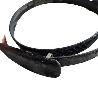 Fob Trading Snakeskin Belt Black M L 24-28 inch Skinny Waist 