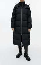 Arket Re Down Puffer Long Black Down Filled Oversized Coat Size Xs Extra Small