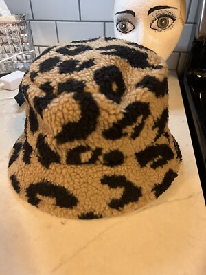 Womens Sherpa Animal Print Bucket Hat Winter Bucket Hat Fluffy Faux Fur Fisherman Cap for Women  main image 4