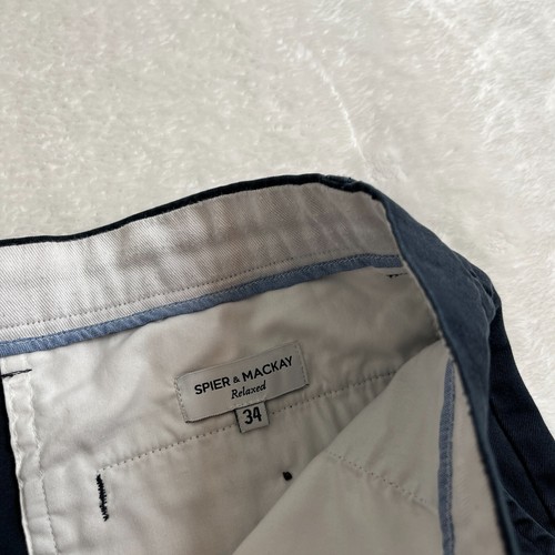 Spier & Mackay Chino Pants Mens 34 Relaxed Navy Blue Mid Rise Flat Front Trouser - Picture 9 of 16