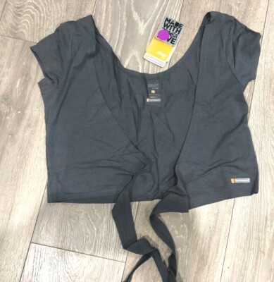 zumba graue leichte Strickjacke zum Binden Crop Wickeloberteil Tanz Gym Jazz NEU