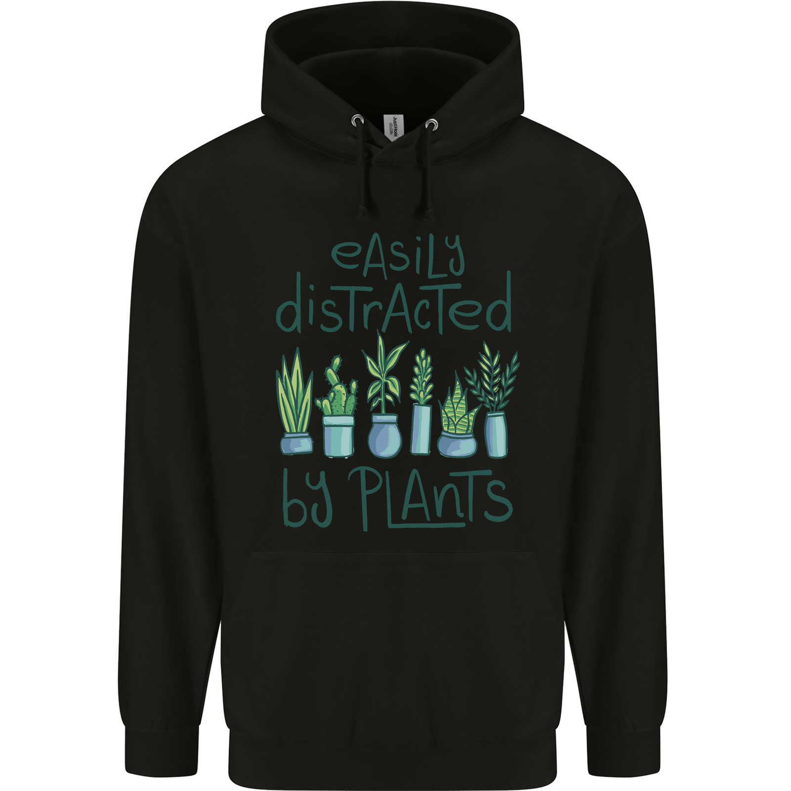 Easily Distracted by Plants Botanist Funny Mens 80% Cotton Hoodie