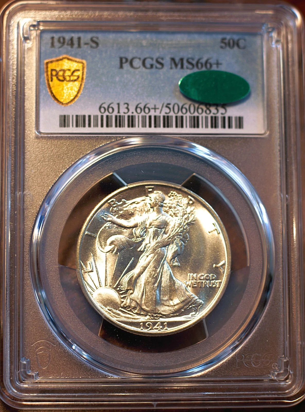 1941-S 50c Walking Liberty Half Dollar PCGS MS66+ **CAC**