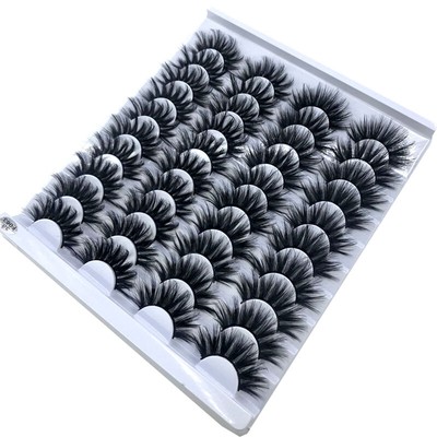 20 Pair 3D Natural Bushy Cross False Eyelashes Mink Hair Eye Lashes Black new
