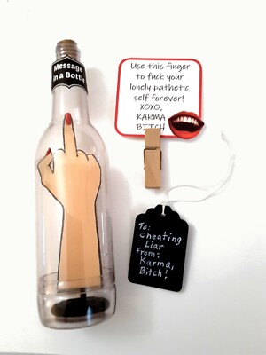 Female Middle Finger Message in a Bottle - funny gift