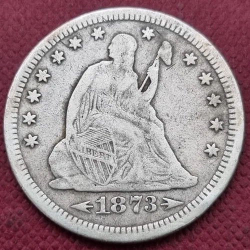 1873 Seated Liberty Quarter 25c Better Grade VF #58455