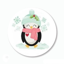 Winter Snowflakes Penguin Christmas Favors Scrapbook Stickers Envelope Seals