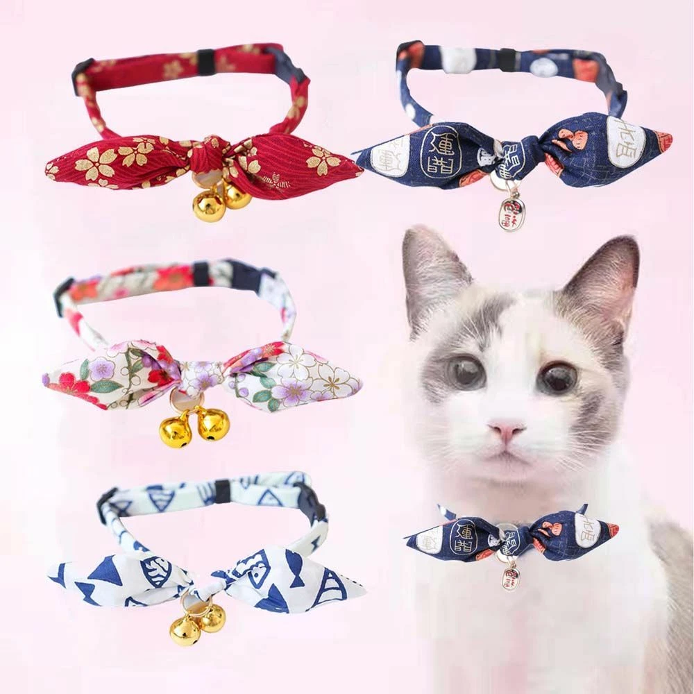 White - Designer LV Bowtie Cat Collar Pu Leather - Pet Supply Mafia