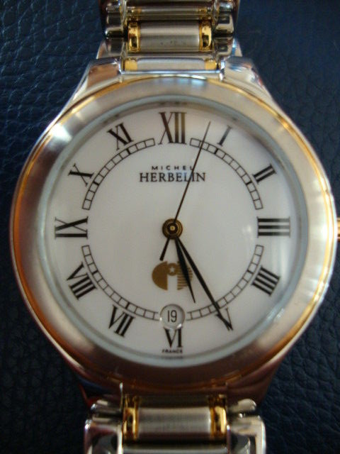 MICHEL HERBELIN MEN WATCH TWO TONE STAINLESS BRACELET 12427 B