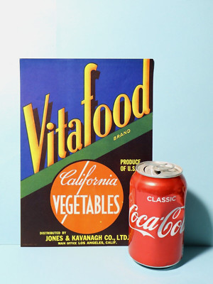 Vintage Vitafood California Gemüse Jones & Kavanagh Kiste Box Etikett #MnC44