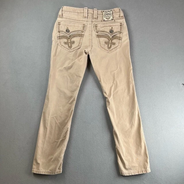 Pantalones Rock Revival Mujer 28x30 Caqui Pierna Recta Bordados Etiqueta 30 Foto 2 de 4