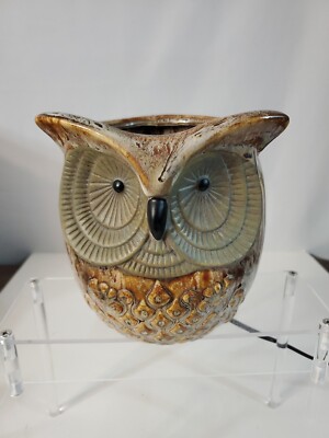 BOHO Ceramic Owl Nightlight Bedside Small Table Lamp Decor WORKS 