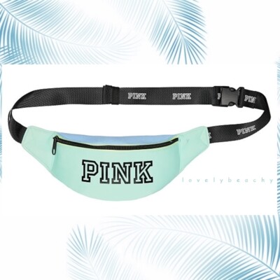 NIP Victorias Secret PINK Neoprene Fanny Pack Blue Mint Black