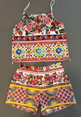 Dolce & Gabbana Girls 2 Piece Floral Shorts Set Size 10