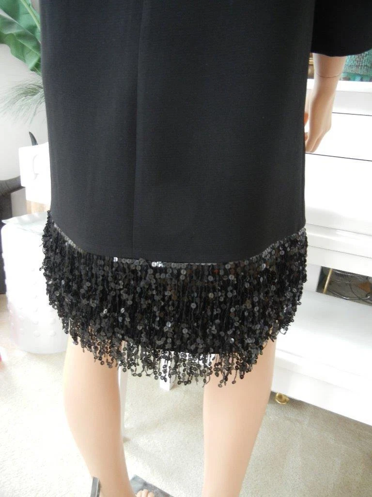 ABITO DA SERA NUOVO CON ETICHETTE KATE SPADE PAILLETTES FRANGE LAS VEGAS MINI LITTLE NERO TAGLIA 8 $398