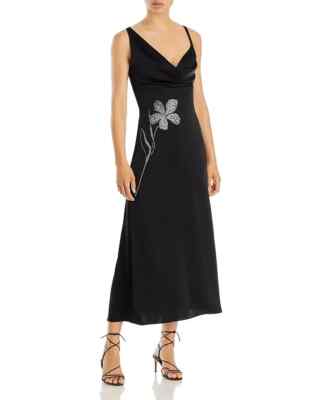 David Koma L31622 Crystal Embellished Floral Midi Dress Women's Size 8