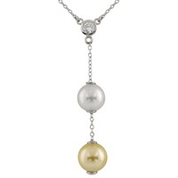 Sterling Silver Necklace With 10mm Shell Pearls And Cz (white And Yellow) On-02 on sale Sterling Silver Necklace With 10mm Shell Pearls And Cz (white And Yellow) On-02 on sale