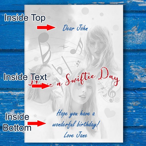 Taylor Swift Birthday Card. Personalise with Name and Age. Original Artwork. - Picture 3 of 3