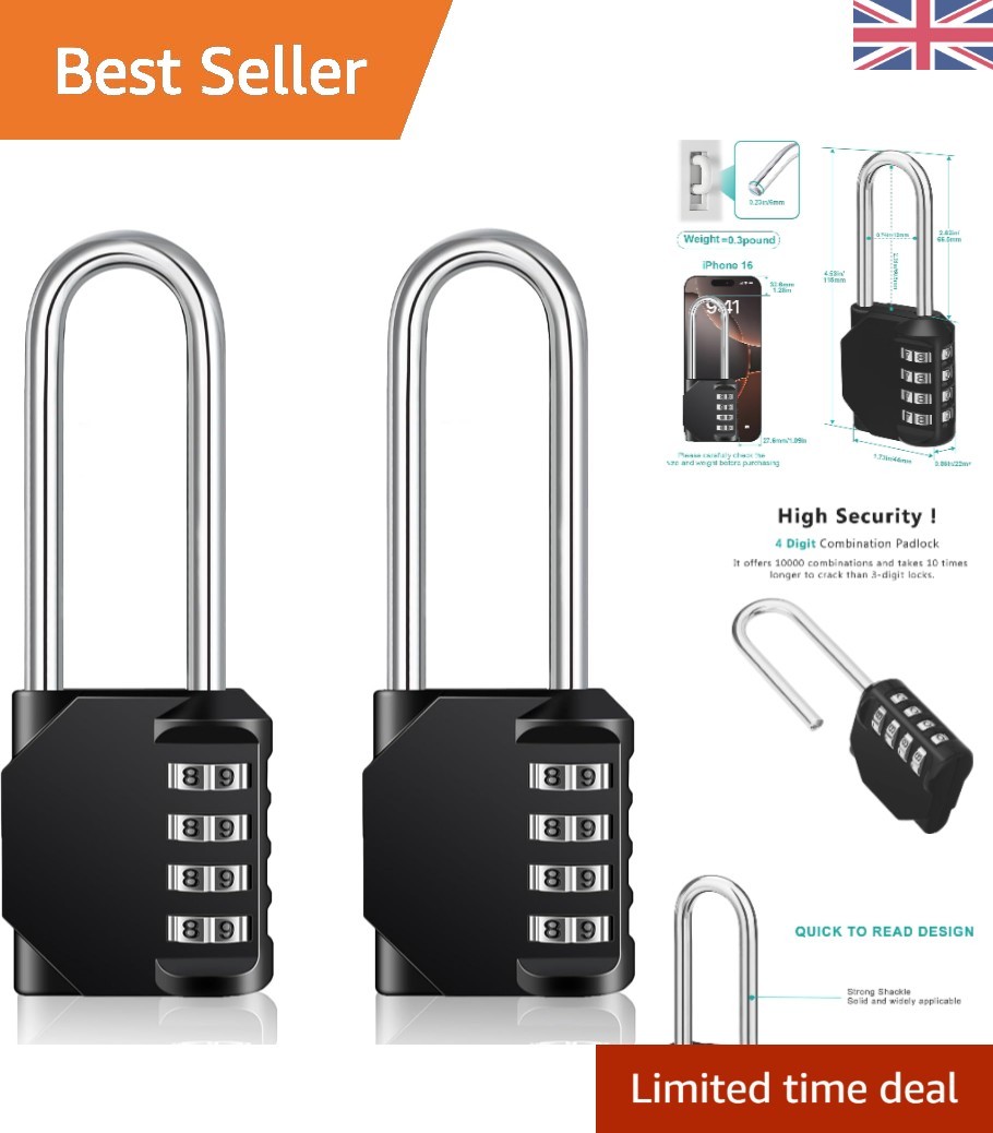 Outdoor Long Shackle Combination Padlocks - Security Locks for Gates & Lockers