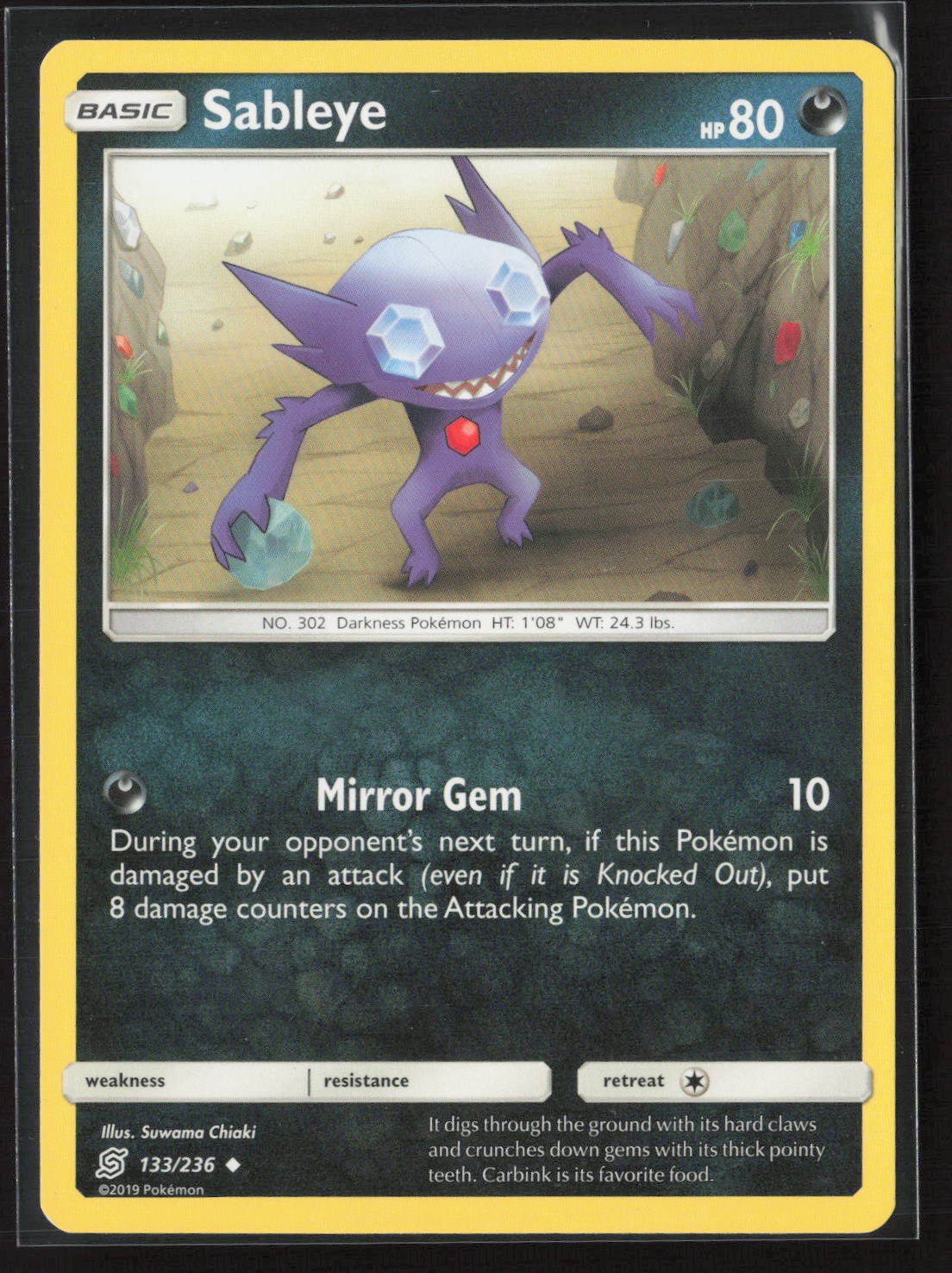 Sableye 133/236 Uncommon Unified Minds Pokemon Near Mint