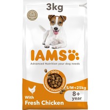IAMS Senior Small Medium Complete Dry Dog Food Chicken 3kg - With DentalCare 4.45 per kilo