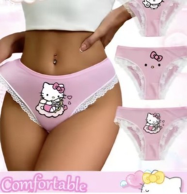 Sanrio Hello Kitty Ein Set Aus 3 Damen Slips Gr. S, Pink