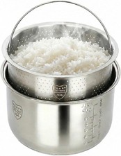 Rice Cooker Stainless Steel Inner Pot with Steamer Basket, 10-Cup 304 Uncoated R