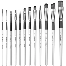 Nicpro 12PCS Artist Paint Brush Set, Craft Paint Brushes for Acrylic Painting,