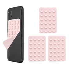 3Pcs Silicone Suction Phone Case Mount, Sticky Grip Holder, Light Pink