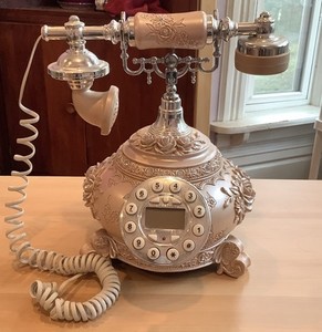 REAR Pink VTG Victorian Style Roses Diap Up Phone With Caller ID * TESTED WORKS