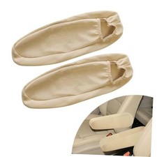 2PCS Car Front Seat Armrest Covers, Elastic Fabric Car Armrest Beige