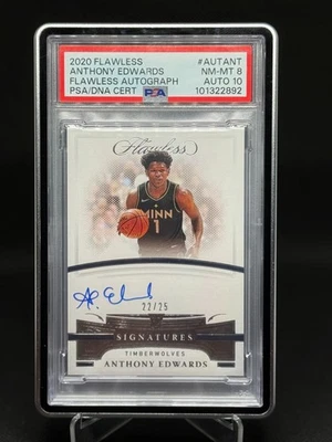 Anthony Edwards 2020-21 Panini Flawless RC on Card AUTO /25 PSA 8/10  - Bild 1 von 2