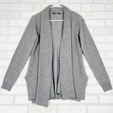 Cyrus Womens Gray Open Front Shawl Collar Ribbed Knit Cardigan Sweater Small