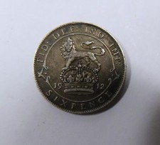 Great Britain King George V Sterling Silver 3 Pence 1912 Toned SCARCE