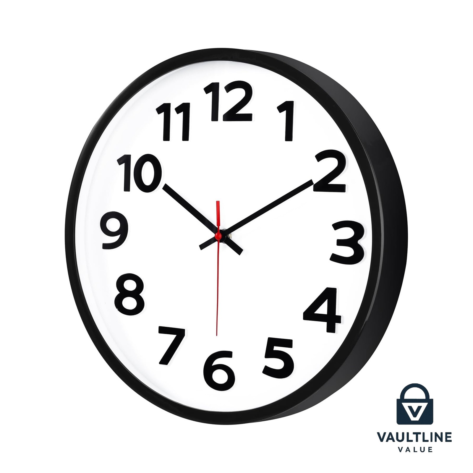 14 Inch Wall Clock Silent Quartz Round Large Wall Clock with Black Numerals