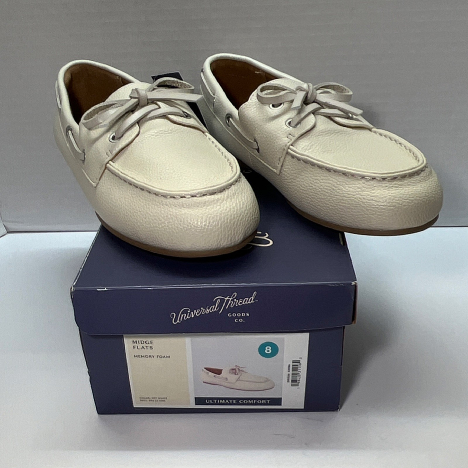 NWB Universal Thread Midge Flats Memory Foam Slip On Off White Women's Sz 8