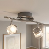 Wohnzimmerlampe Deckenlampe Deckenleuchte Glas Satiniert Silber Beweglich 2X LED