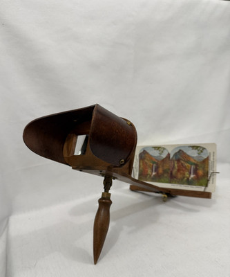 Antique 1800's Stereoscope Viewer w/ Cards Color-YOSEMITE,B&W ROME Keystone