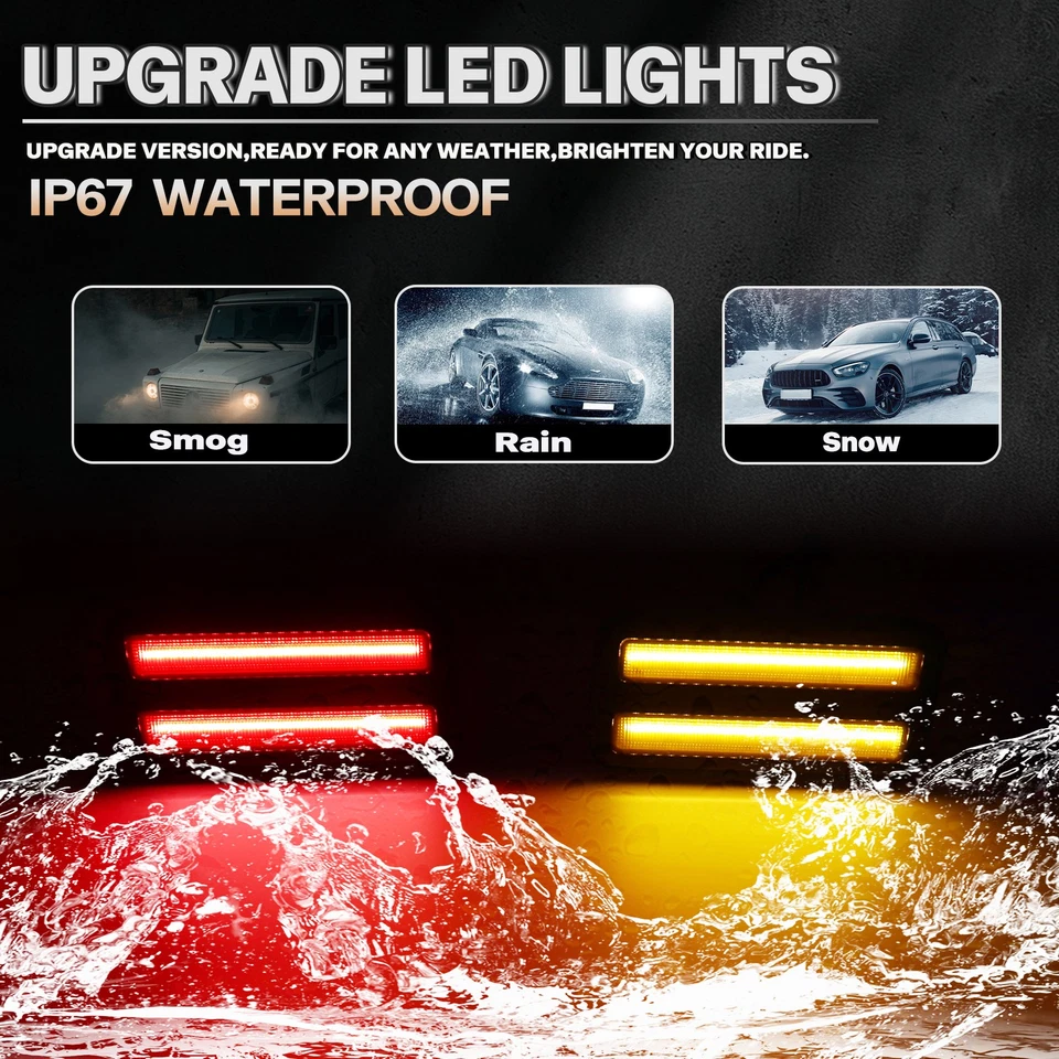 Lente de humo delantera trasera ámbar rojo LED luces de señalización laterales para Pontiac Firebird 70-81 Foto 4 de 4